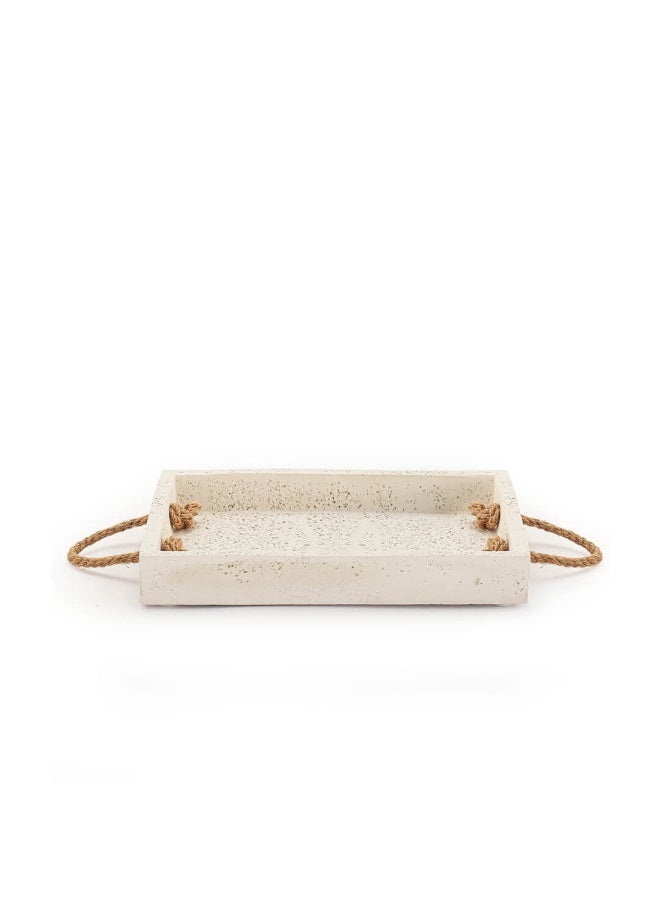 Si Bonne Luxury Travertine Stone Bathtub & Vanity Decorative Tray with Rope Handles – Multi-Purpose Bathroom Organizer for Towels, Candles, Soap, Skincare, Coffee Table & Home Décor Display - Image 1